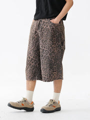 レオパード ワイドクロップドパンツ