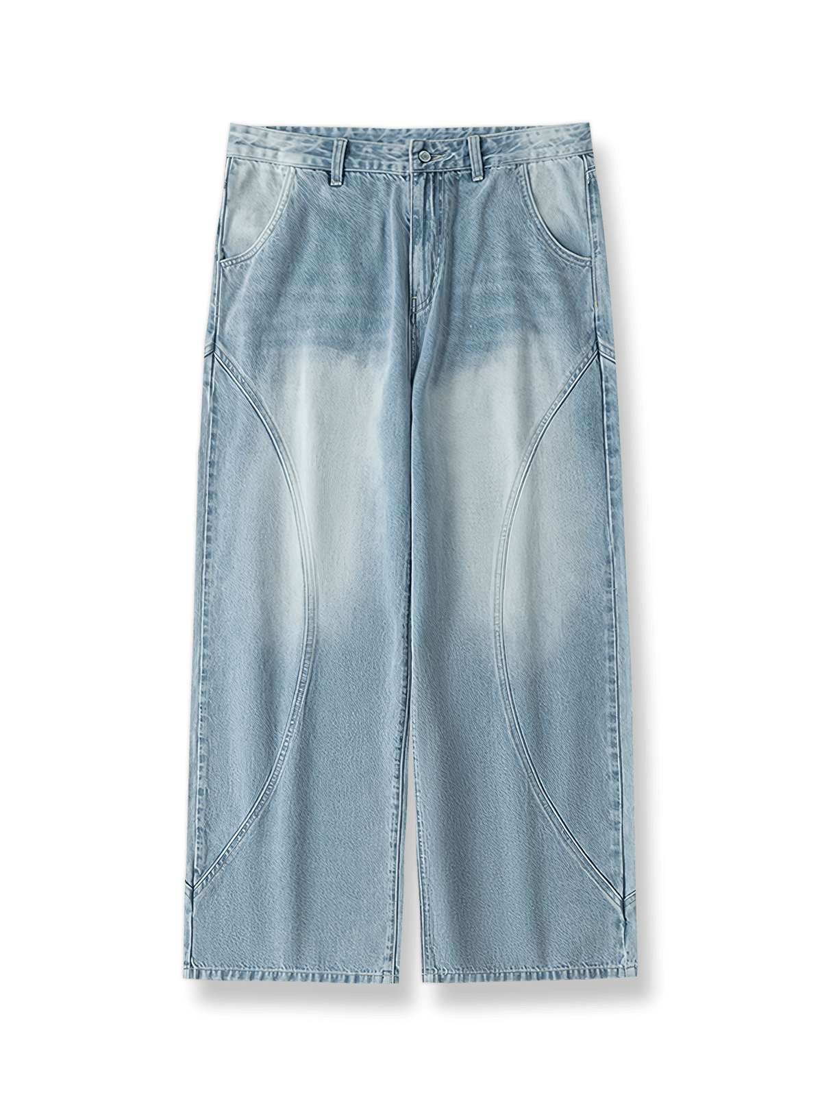 重度ウォッシュ加工が施された11オンスのヴィンテージ風ストレートジーンズ