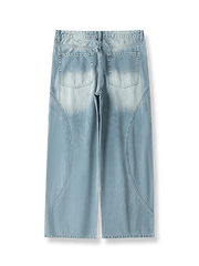 11oz重度ウォッシュヴィンテージストレートジーンズ