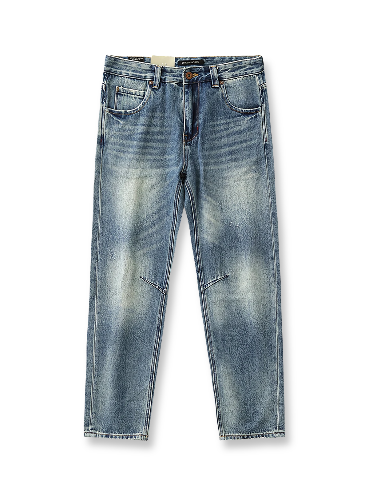 ストーンウォッシュとヴィンテージ加工が特徴の13.5オンスデニムパンツ。