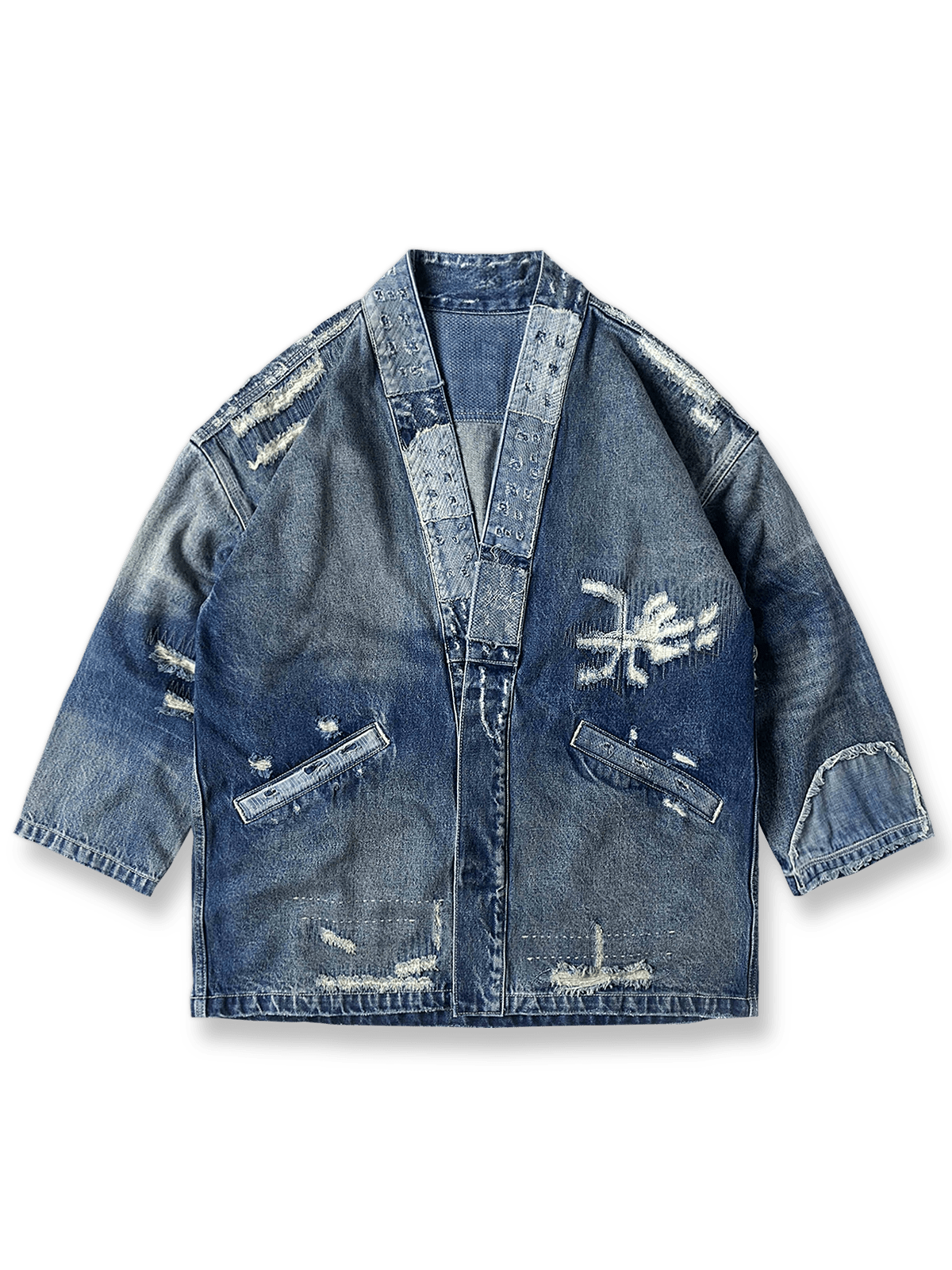 赤耳ミシン縫製と破れ加工が映える14.5オンス長綿デニムジャケット
