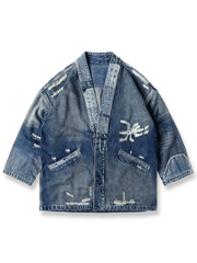 赤耳ミシン縫製と破れ加工が映える14.5オンス長綿デニムジャケット