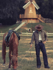 16.5OZ インディゴ セルビッジデニム ワイドレッグ ワークパンツ