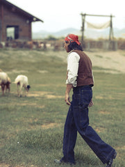 16.5OZ インディゴ セルビッジデニム ワイドレッグ ワークパンツ