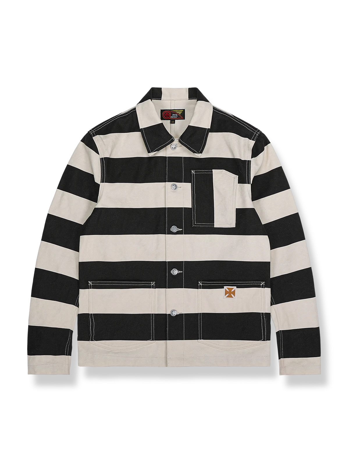 黒白ストライプの16ozキャンバスジャケット