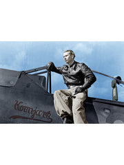 製品画像:1930年代ドイツ風カーフレザー製飛行士グローブの正面画像。ヴィンテージスタイルのデザイン。
詳細画像:カーフレザーの質感とクラシックな縫製ディテールのアップ画像。