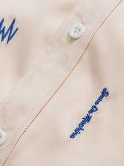 2色展開 刺繍入り 折り襟シャツ