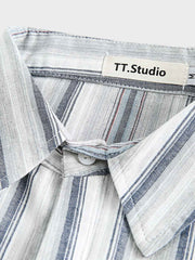 2色展開 ストライプ柄シャツ