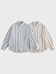 2色展開 ストライプ柄シャツ