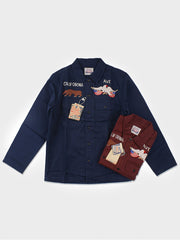 2色 刺繍 キャンバスワークシャツ