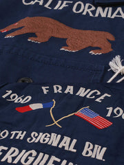 2色 刺繍 キャンバスワークシャツ