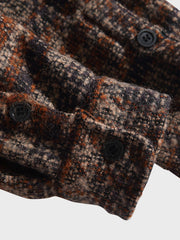 2色 パッチワーク チェック 長袖シャツ