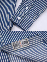 2種類 ストライプ柄 コットンワークシャツ
