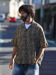 2色 ヒョウ柄 アロハキューバ シャツ