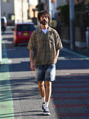 2色 ヒョウ柄 アロハキューバ シャツ