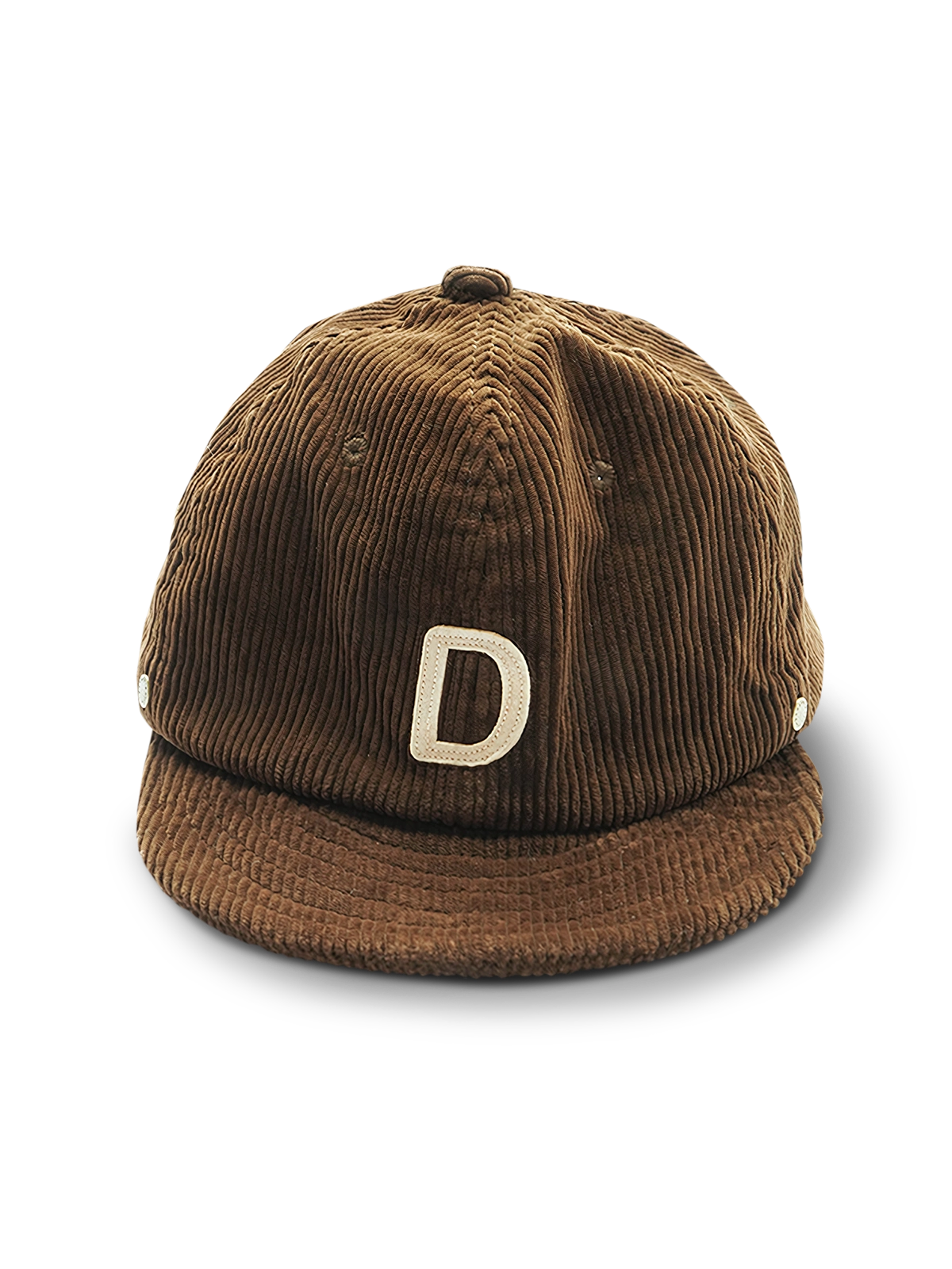 手染め泥染めコーデュロイキャップの前面とストラップが見える商品画像