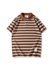 重厚な生地と大中ボーダー配色が特徴の245gヘビーウェイトボーダーポロシャツ