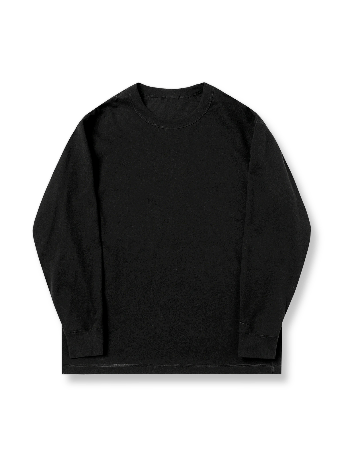 250G高密度コットン起毛ベーシック長袖Tシャツの正面展示図