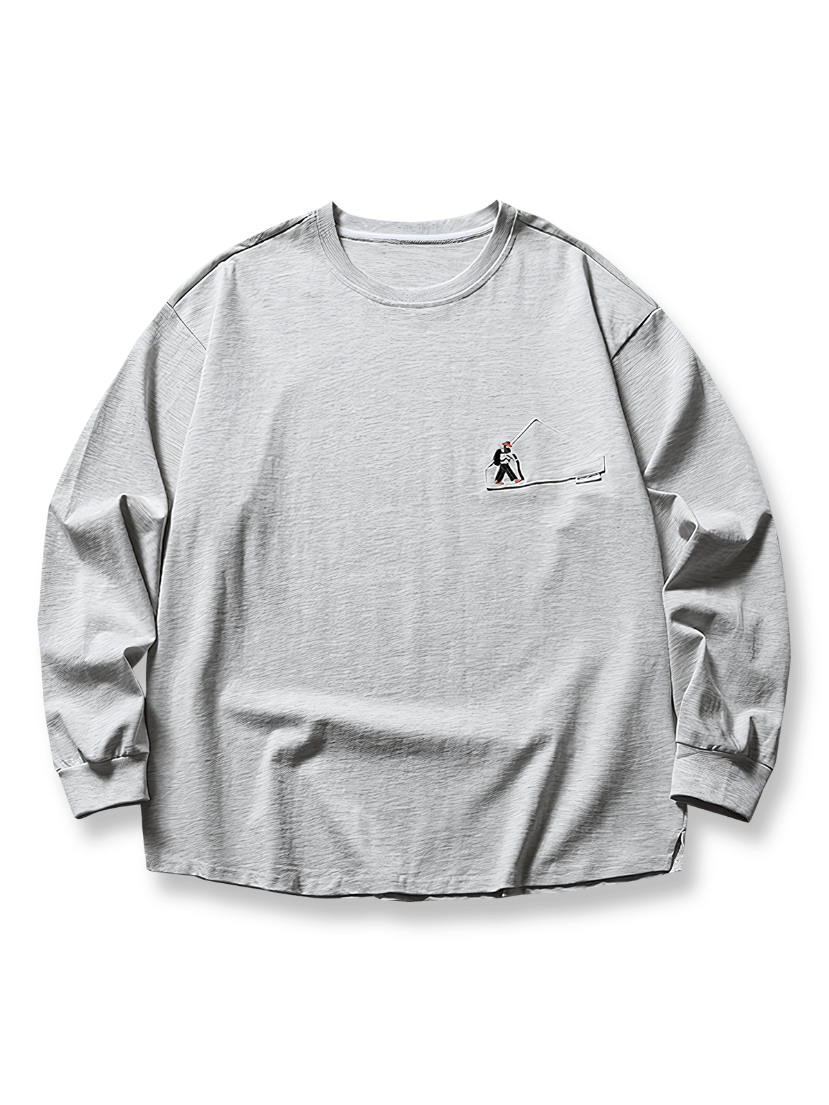 登山者刺繍が施された280gコットン長袖Tシャツ。ルーズフィットのクルーネックとヴィンテージアウトドアテイストを特徴とするアイテム。