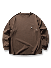 ヴィンテージ登山者刺繍入り長袖Tシャツのフロントビュー