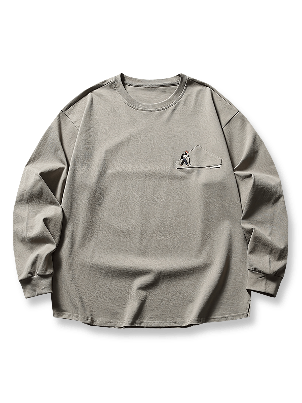 ヴィンテージ登山者刺繍入り長袖Tシャツのフロントビュー