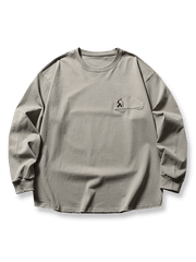 ヴィンテージ登山者刺繍入り長袖Tシャツのフロントビュー