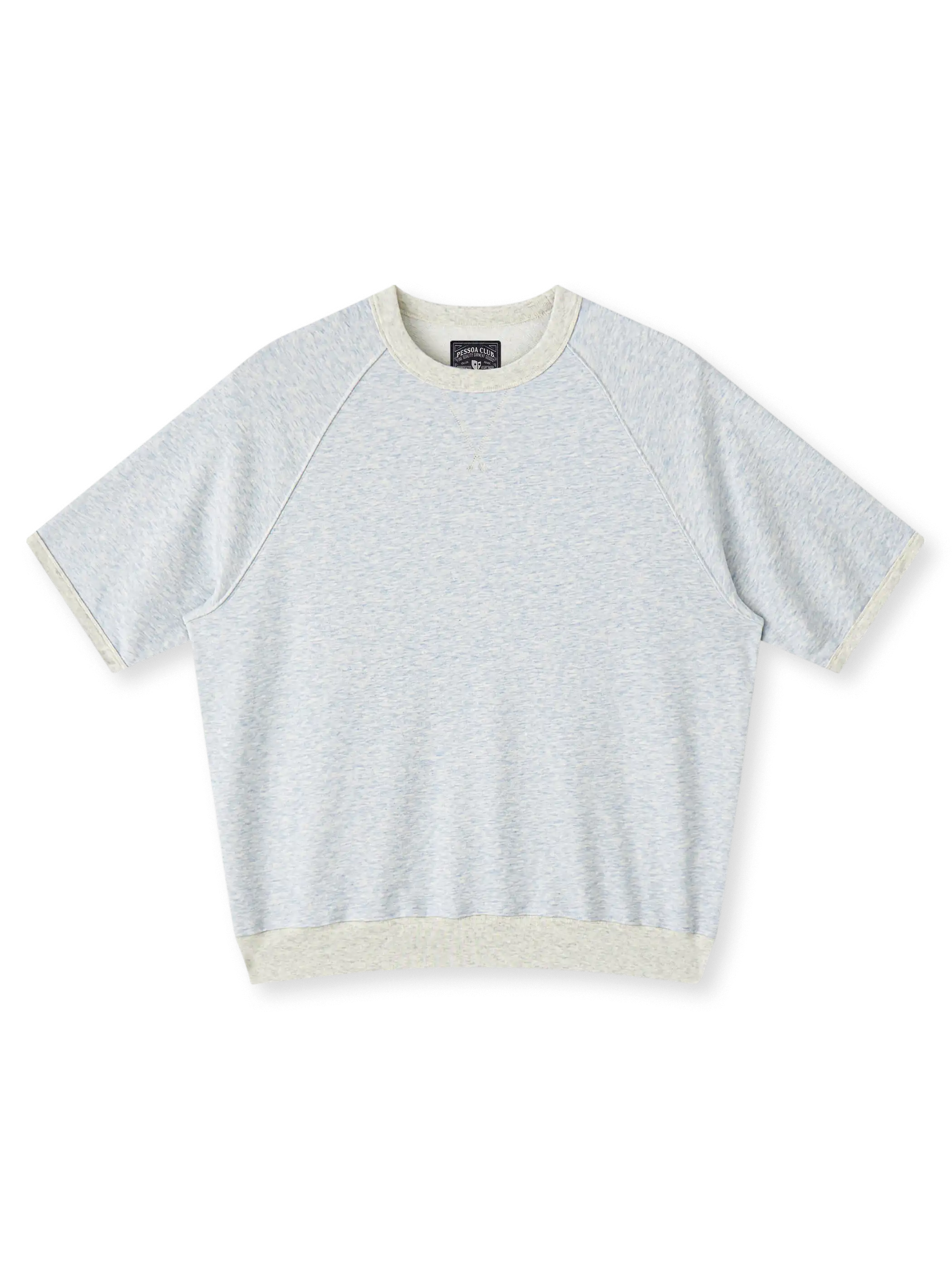 290gコットンスラブループバック編みのラグランスリーブTシャツ