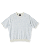 290gコットンスラブループバック編みのラグランスリーブTシャツ
