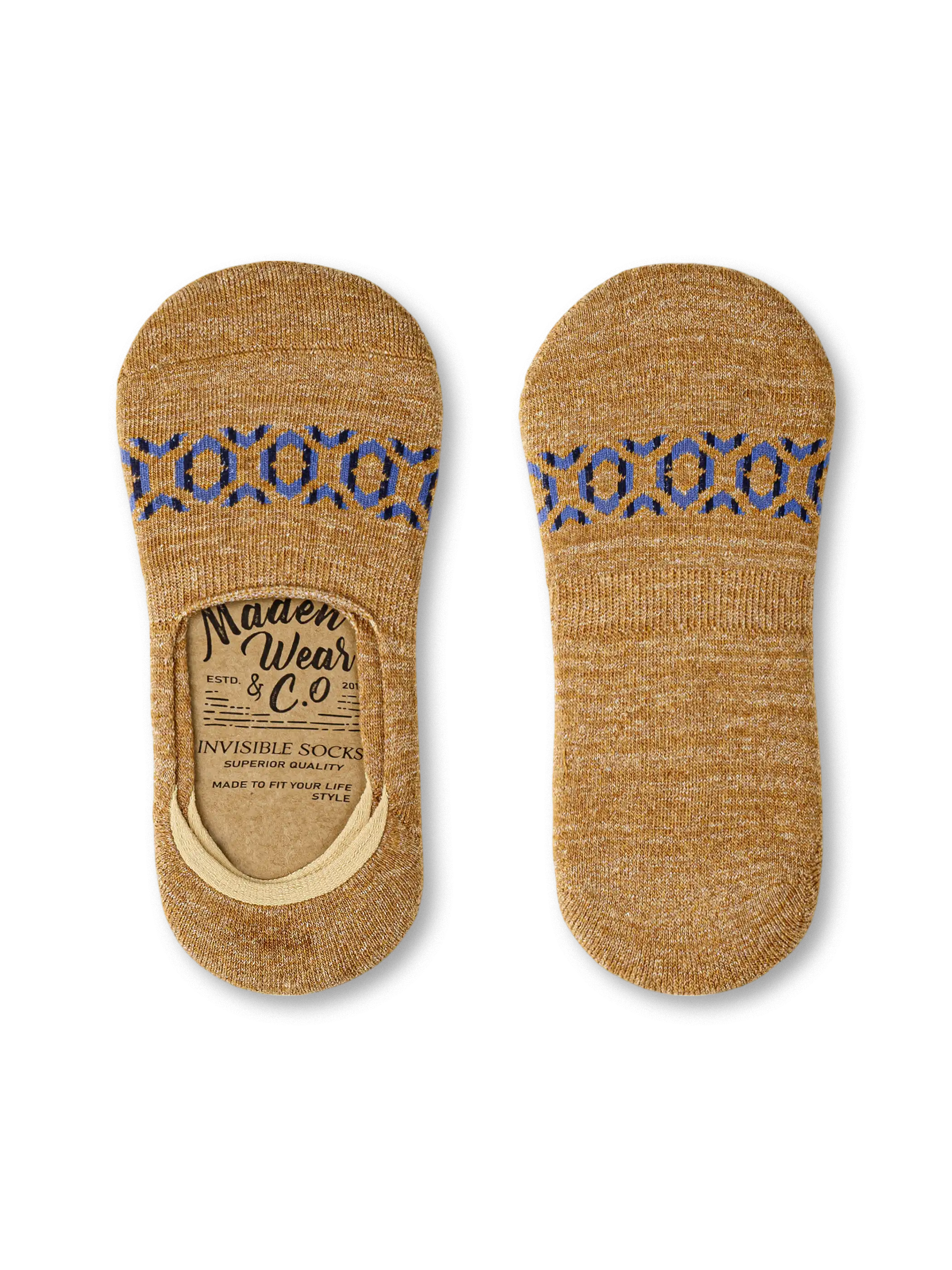 ナバホ菱形モチーフと滑り止め付きの高機能インビジブルソックス2足セット