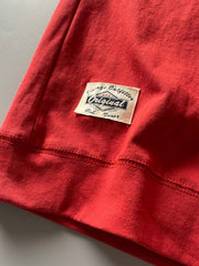 アメリカンヴィンテージウォッシュドコットンラグランスリーブTシャツ2枚セットの細部画像、高品質コットン素材と厚いリブネックを示す