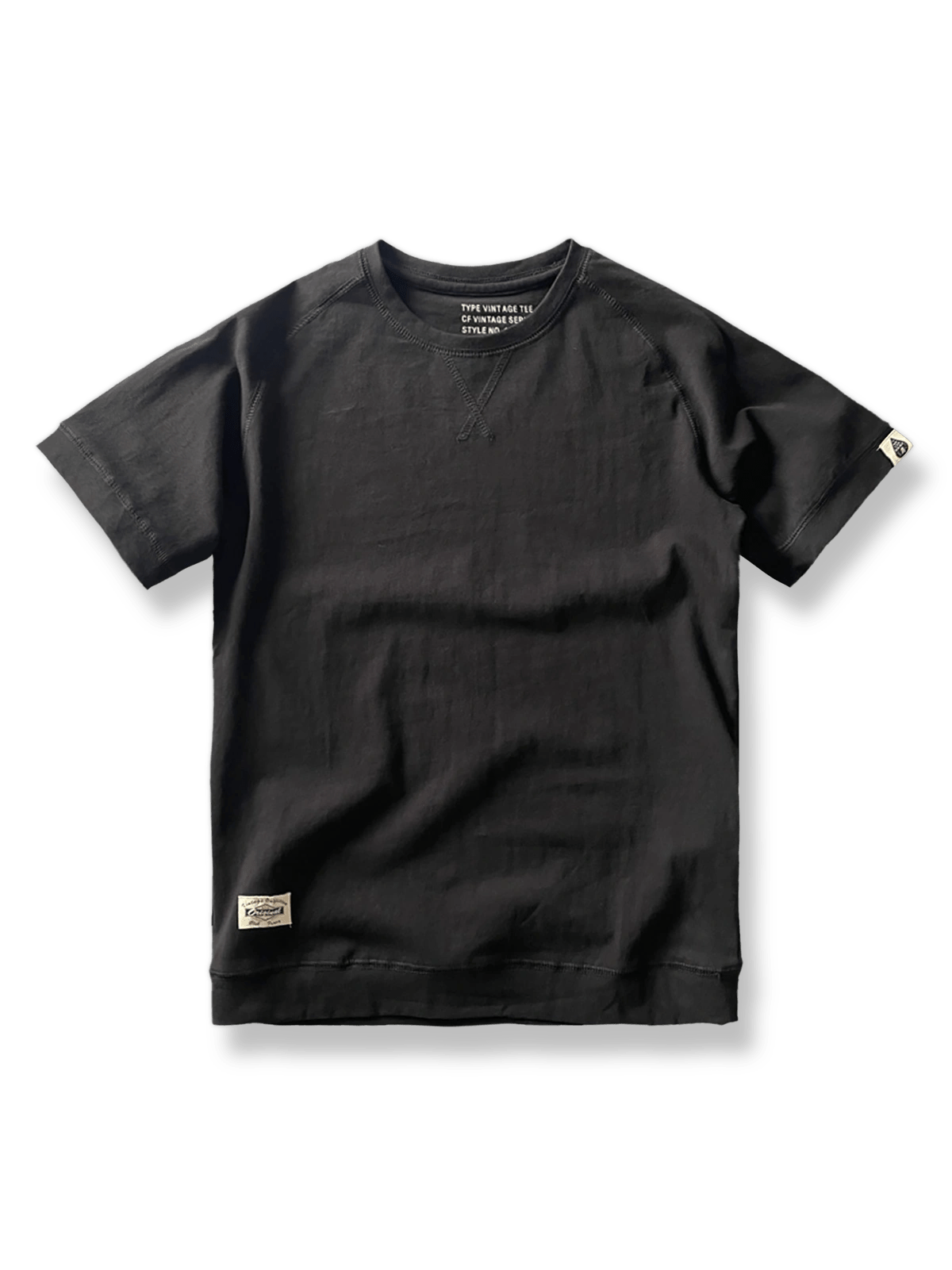 アメリカンヴィンテージウォッシュドコットンラグランスリーブTシャツ2枚セットの正面展示図