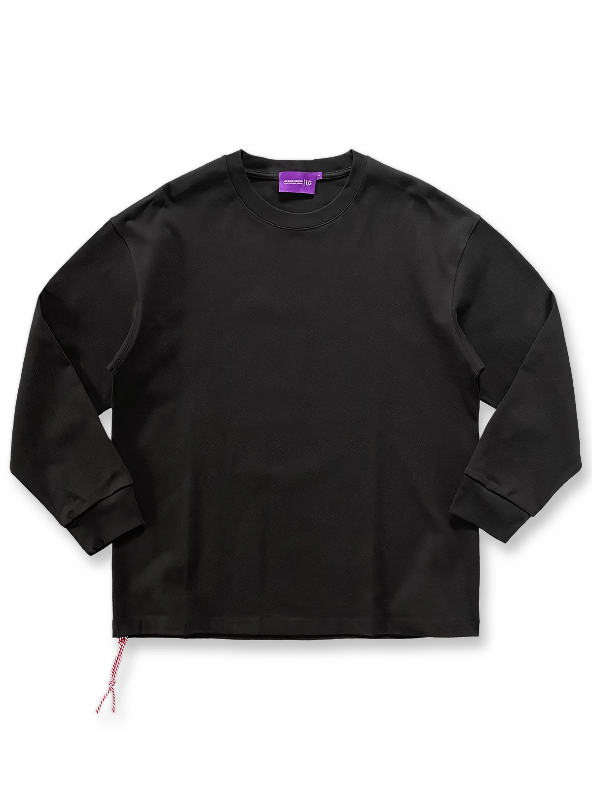 ピンクのヘビーウェイトコットン長袖Tシャツ 全体画像