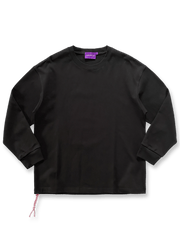 ピンクのヘビーウェイトコットン長袖Tシャツ 全体画像