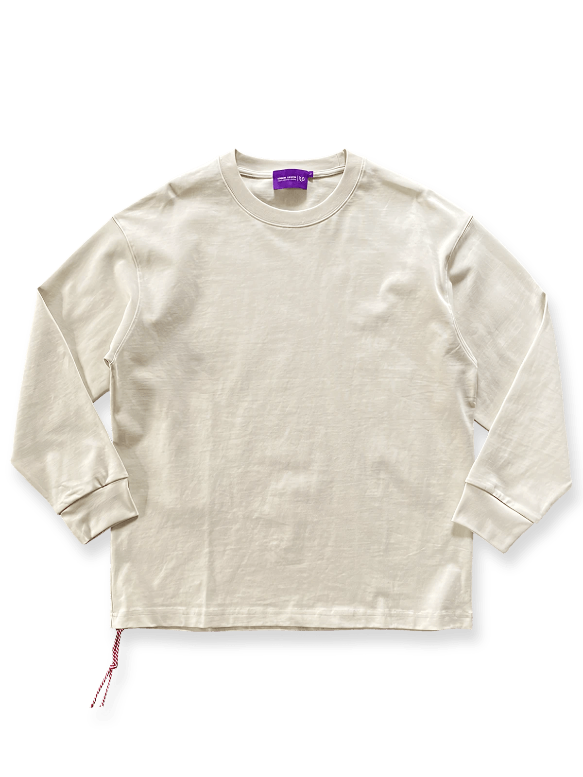 ピンクのヘビーウェイトコットン長袖Tシャツ 全体画像