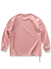 ピンクのヘビーウェイトコットン長袖Tシャツ 全体画像