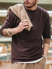 3色 コントラスト フリース長袖Tシャツ