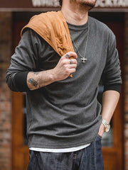 3色 コントラスト フリース長袖Tシャツ