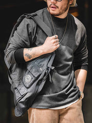 3色 コントラスト フリース長袖Tシャツ