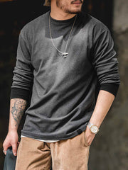 3色 コントラスト フリース長袖Tシャツ