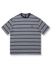 300gヘビーウェイトのストライプTシャツ、取り外し可能なパッチ付き。