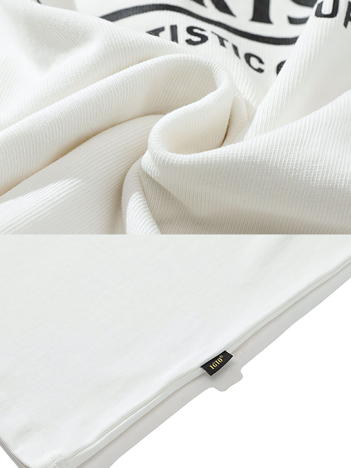 Tシャツのディテール展示、プリントデザインと生地の質感