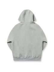 グレーの液体窒素エアコットンフーデッドジップアップパーカーのフロント展示