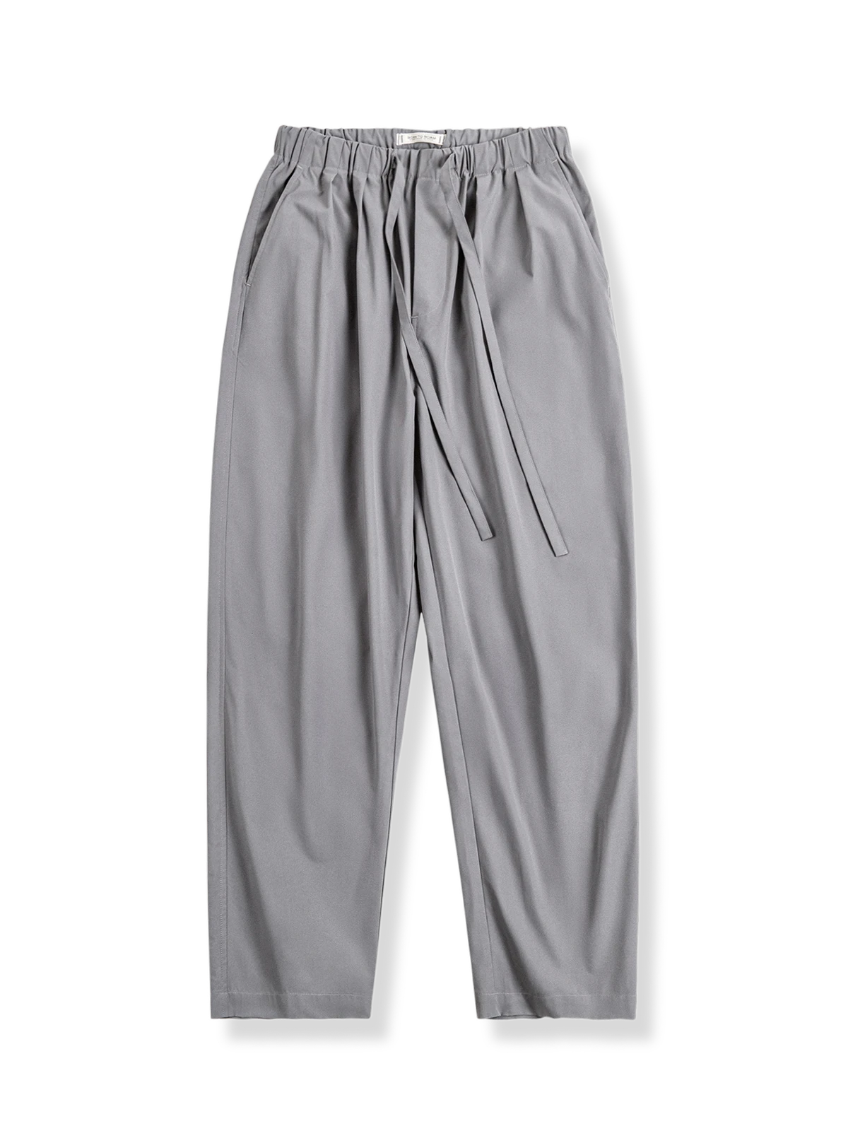 3色展開紐付きイージーパンツ、ストレートシルエット、伸縮ウエスト、防水性素材