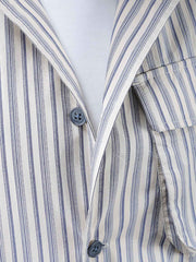 ヴィンテージスタイルのコットンストライプワークウェアシャツのディテール図