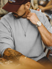 3Dリブ 切替コットンニット