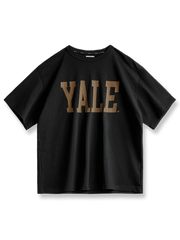 アメリカンビンテージイェール大学3Dレタープリント純綿半袖Tシャツ全景