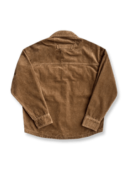 製品画像: ヴィンテージコーデュロイワークシャツの正面。クラシックなコーデュロイ素材と大きめのポケットデザインが特徴。
詳細画像: 胸元の大きめポケットとボタンディテールのクローズアップ。ヴィンテージ感あふれる質感が際立つ。