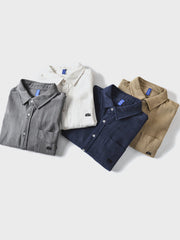 4色 刺繍入り コットン 長袖シャツ