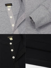 4色 長袖 ヘンリーネック Tシャツ