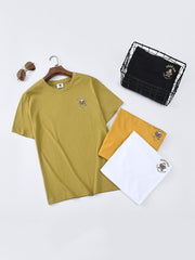 40番手 ダブル糸精紡コットン 刺繍入り半袖Tシャツ